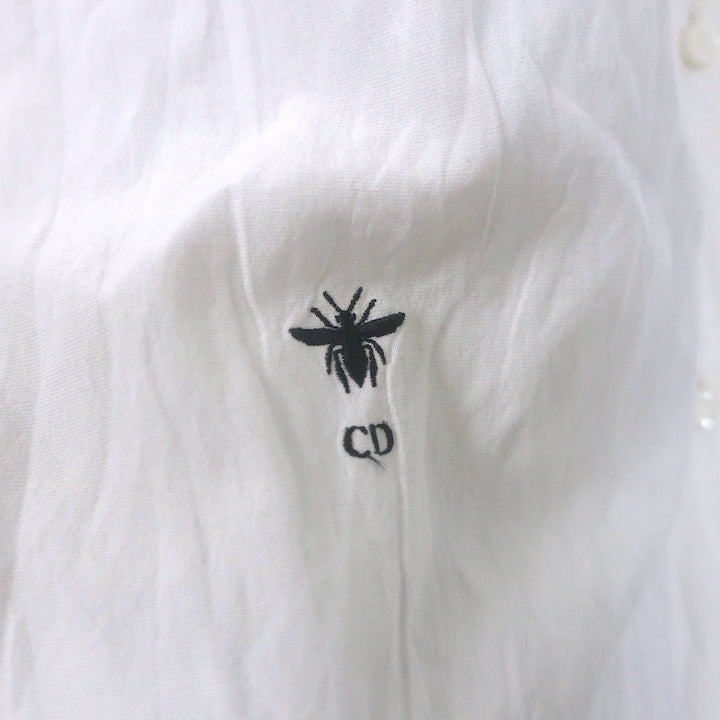 Christian Dior Short Sleeve Button Down Shirt Cream Cotton Size 38