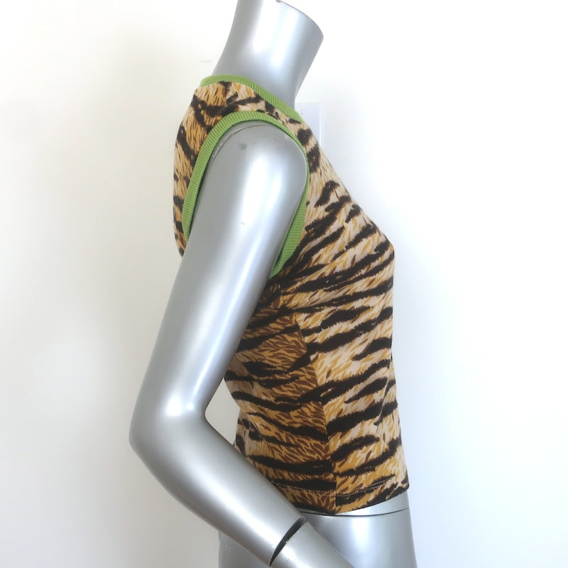 Vintage D&amp;G Dolce &amp; Gabbana Tiger Print Sleeveless Knit Top Wool-Blend Size 38
