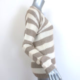 Dolce & Gabbana Striped Cashmere V-Neck Sweater Beige & Cream Size 42