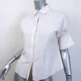 Christian Dior Short Sleeve Button Down Shirt Cream Cotton Size 38