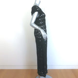 Chanel 17C Crochet Knit Cap Sleeve Maxi Dress Black Silk Size 38