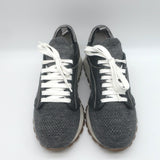 Brunello Cucinelli Monili-Trim Knit Running Sneakers Gray/Black Size 40