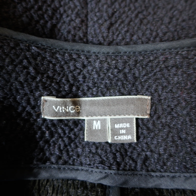 Vince Draped Front Jacket Navy Cotton Boucle Size Medium