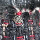 Chanel 10A Fur-Trimmed Tweed Tie Waist Jacket Black/Red Wool-Blend Size 36