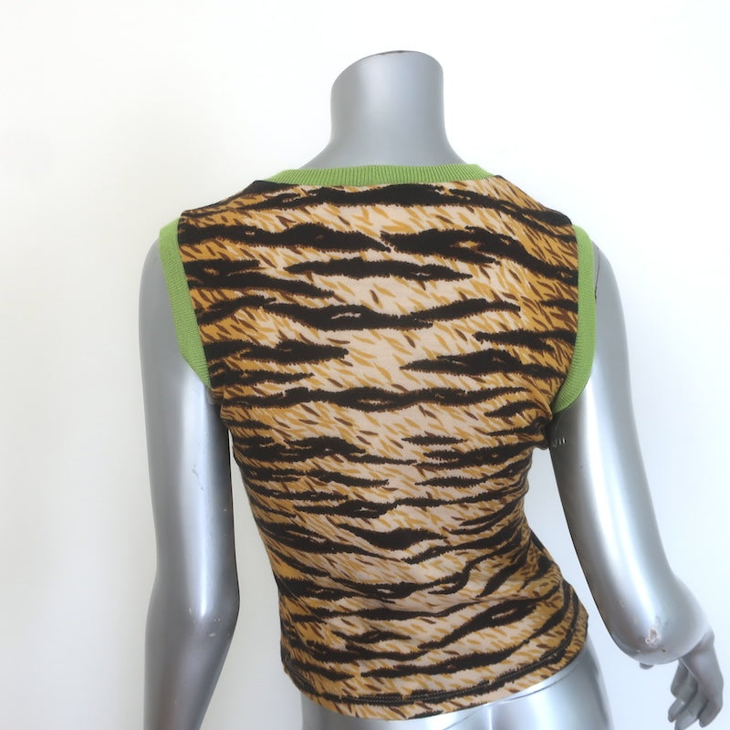 Vintage D&amp;G Dolce &amp; Gabbana Tiger Print Sleeveless Knit Top Wool-Blend Size 38