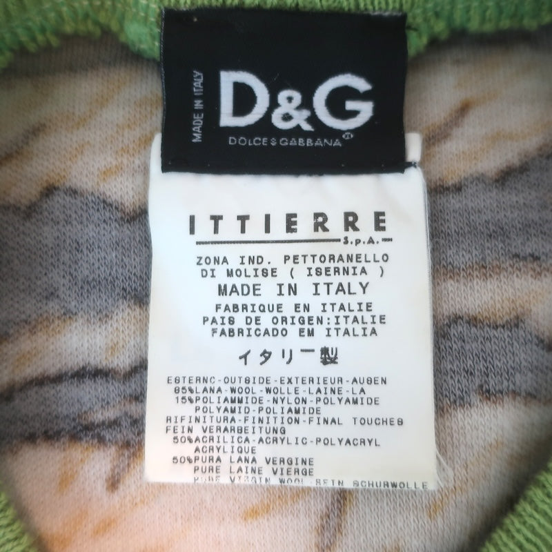 Vintage D&amp;G Dolce &amp; Gabbana Tiger Print Sleeveless Knit Top Wool-Blend Size 38