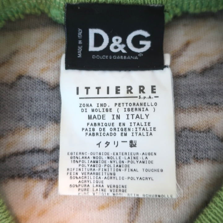 Vintage D&amp;G Dolce &amp; Gabbana Tiger Print Sleeveless Knit Top Wool-Blend Size 38