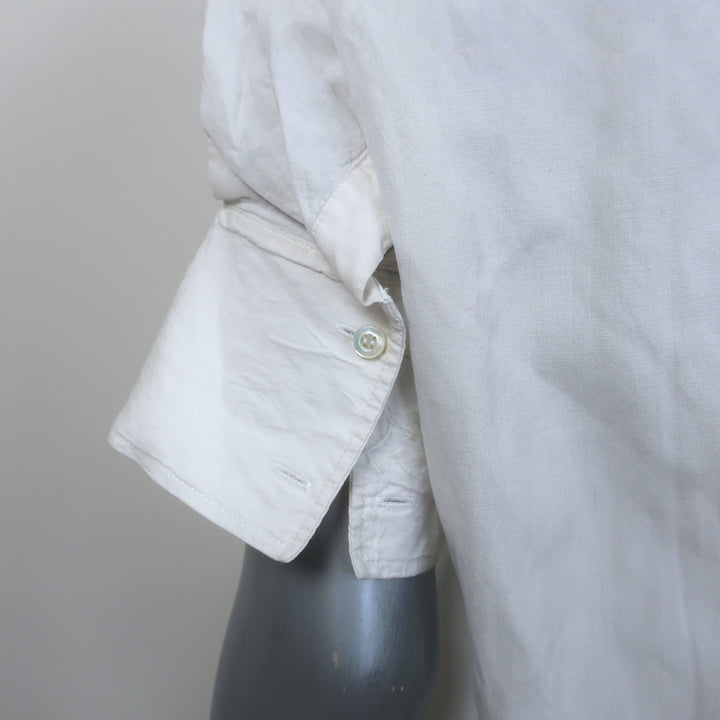 Christian Dior Short Sleeve Button Down Shirt Cream Cotton Size 38