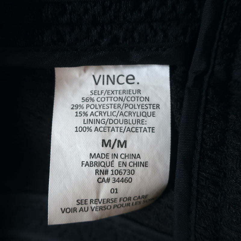 Vince Draped Front Jacket Navy Cotton Boucle Size Medium