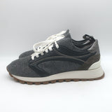 Brunello Cucinelli Monili-Trim Knit Running Sneakers Gray/Black Size 40