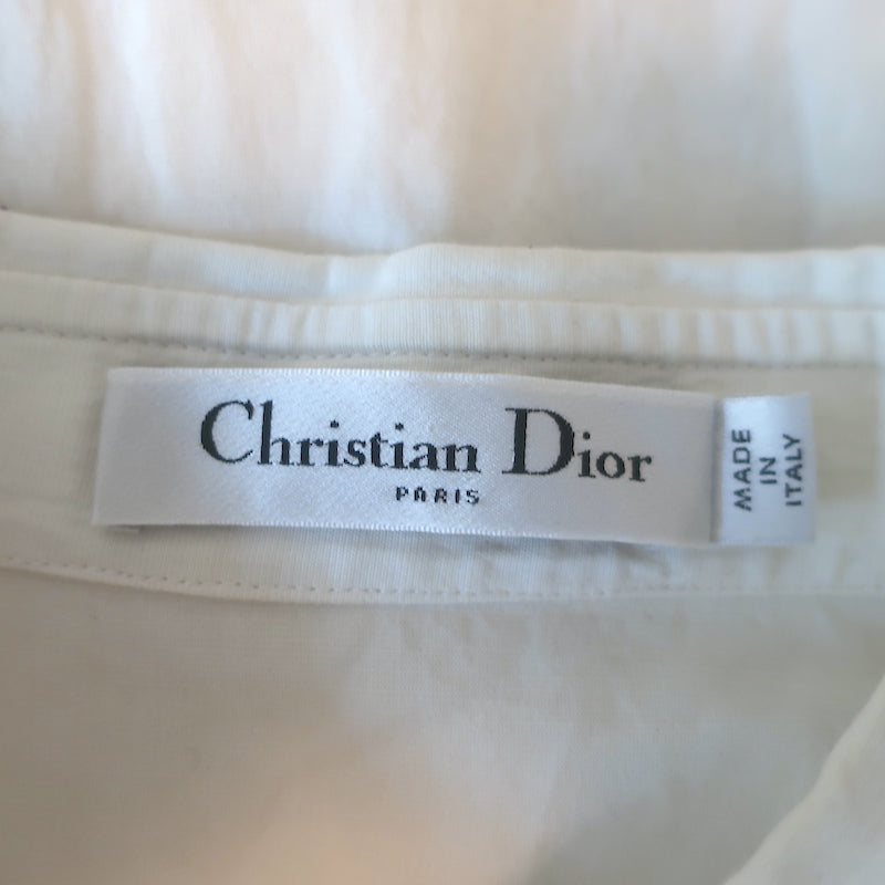 Christian Dior Short Sleeve Button Down Shirt Cream Cotton Size 38