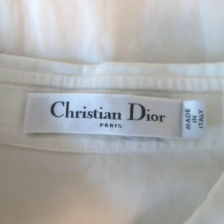 Christian Dior Short Sleeve Button Down Shirt Cream Cotton Size 38