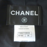 Chanel 10A Fur-Trimmed Tweed Tie Waist Jacket Black/Red Wool-Blend Size 36