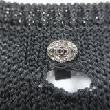 Chanel 17C Crochet Knit Cap Sleeve Maxi Dress Black Silk Size 38