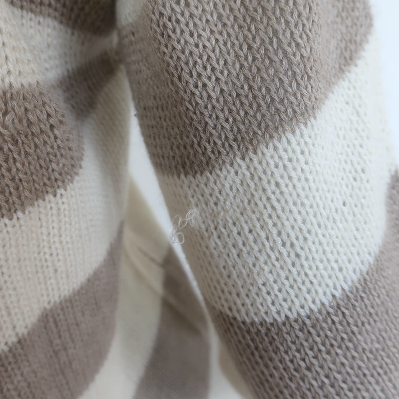 Dolce &amp; Gabbana Striped Cashmere V-Neck Sweater Beige &amp; Cream Size 42