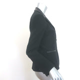 Ralph Lauren Black Label Leather-Trim Blazer Black Stretch Wool Size 4