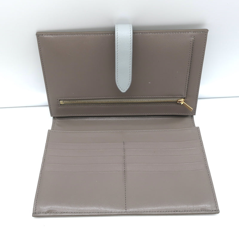 Celine Large Strap Wallet Gray/Blue Bicolor Grained Calfskin