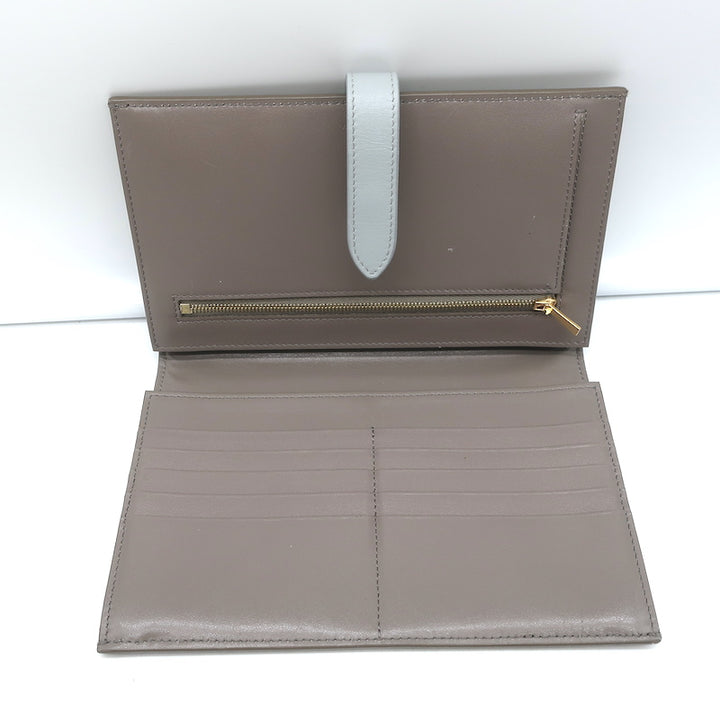 Celine Large Strap Wallet Gray/Blue Bicolor Grained Calfskin