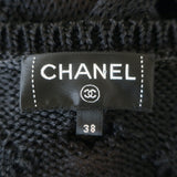 Chanel 17C Crochet Knit Cap Sleeve Maxi Dress Black Silk Size 38