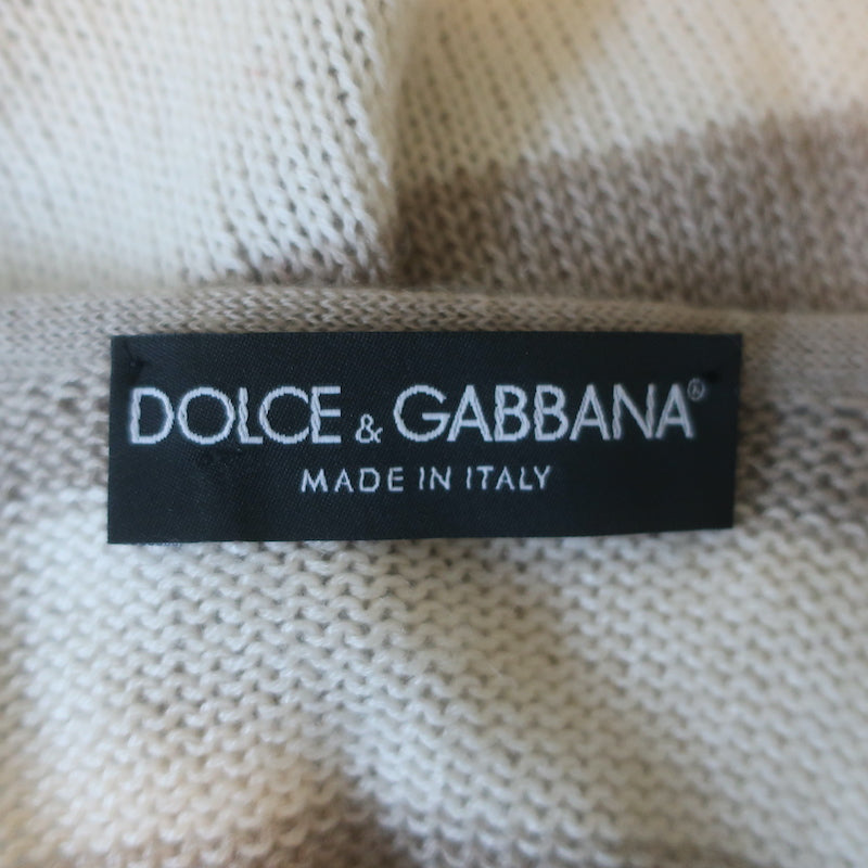 Dolce &amp; Gabbana Striped Cashmere V-Neck Sweater Beige &amp; Cream Size 42