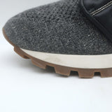 Brunello Cucinelli Monili-Trim Knit Running Sneakers Gray/Black Size 40