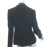 Ralph Lauren Black Label Leather-Trim Blazer Black Stretch Wool Size 4