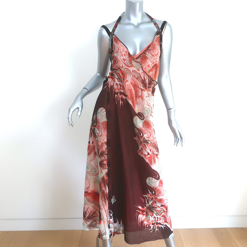 Jean Paul Gaultier Soleil Maxi Wrap Dress Koi Fish Print Mesh Size Med Celebrity Owned Jean Paul Gaultier Soleil Maxi Wrap Dress Koi Fish Print Mesh Size Med Celebrity Owned