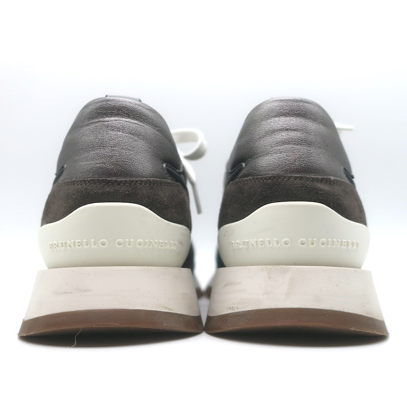 Brunello Cucinelli Monili-Trim Knit Running Sneakers Gray/Black Size 40