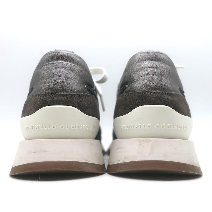 Brunello Cucinelli Monili-Trim Knit Running Sneakers Gray/Black Size 40