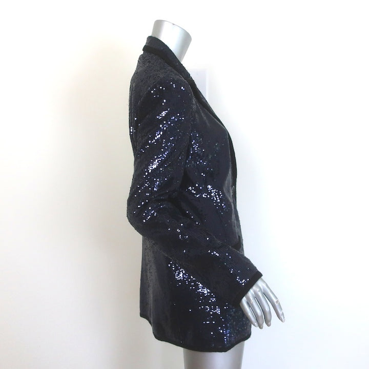 Tory Burch Sequin Blazer Navy Size Medium Single-Button Jacket