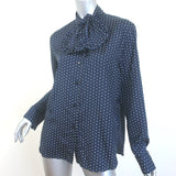 Christian Dior Polka Dot Shirt Navy Silk Size 40 Long Sleeve Blouse