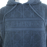 Christian Dior Oblique Hooded Terry Cloth Sweatshirt Navy Size Large