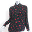 HVN Cristina Blouse Black Cherry Print Silk Size Medium Long Sleeve Top