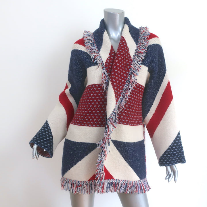 Alanui Cashmere Union Jack Cardigan Size Medium Belted Sweater