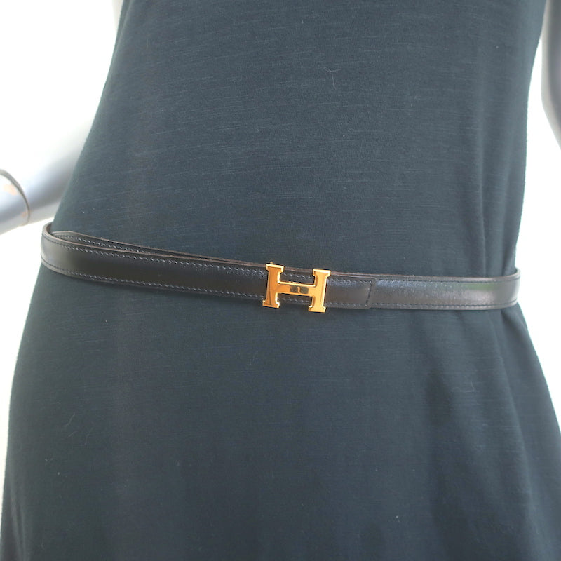 Hermes Reversible H 20mm Belt Brown &amp; Black Leather Size 90