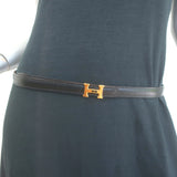 Hermes Reversible H 20mm Belt Brown & Black Leather Size 90