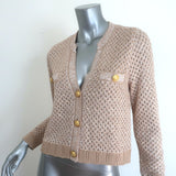 L'Agence Blanca Sequin Cardigan Beige/Gold Crochet Knit Size Small
