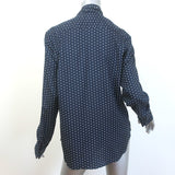 Christian Dior Polka Dot Shirt Navy Silk Size 40 Long Sleeve Blouse