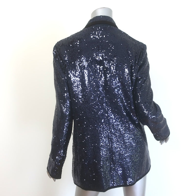 Tory Burch Sequin Blazer Navy Size Medium Single-Button Jacket