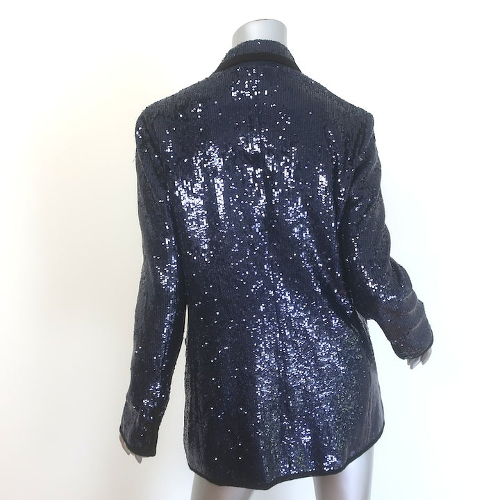 Tory Burch Sequin Blazer Navy Size Medium Single-Button Jacket