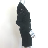 Chanel 21C Open-Knit Button Front Mini Dress Black Cotton Blend Size 42