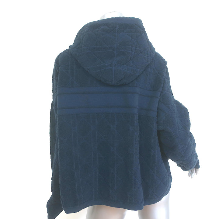 Christian Dior Oblique Hooded Terry Cloth Sweatshirt Navy Size Large