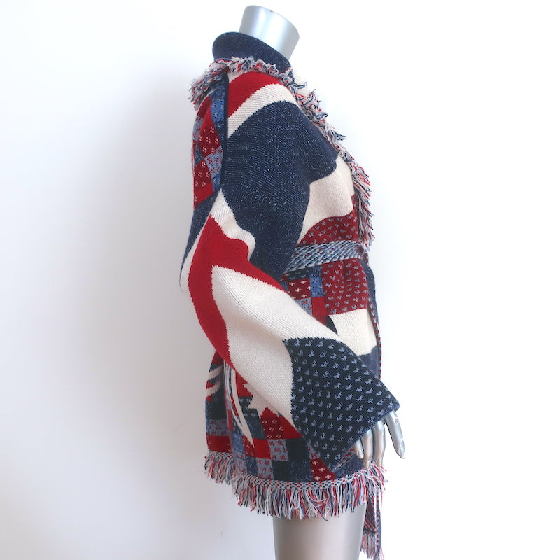 Alanui Cashmere Union Jack Cardigan Size Medium Belted Sweater
