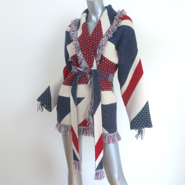 Alanui Cashmere Union Jack Cardigan Size Medium Belted Sweater