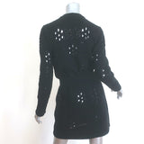 Chanel 21C Open-Knit Button Front Mini Dress Black Cotton Blend Size 42