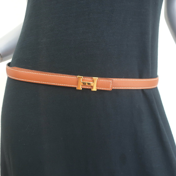 Hermes Reversible H 20mm Belt Brown &amp; Black Leather Size 90