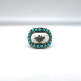 Christian Dior Bohemienne Turquoise & Resin Bee Ring Silver Size 6 -Medium