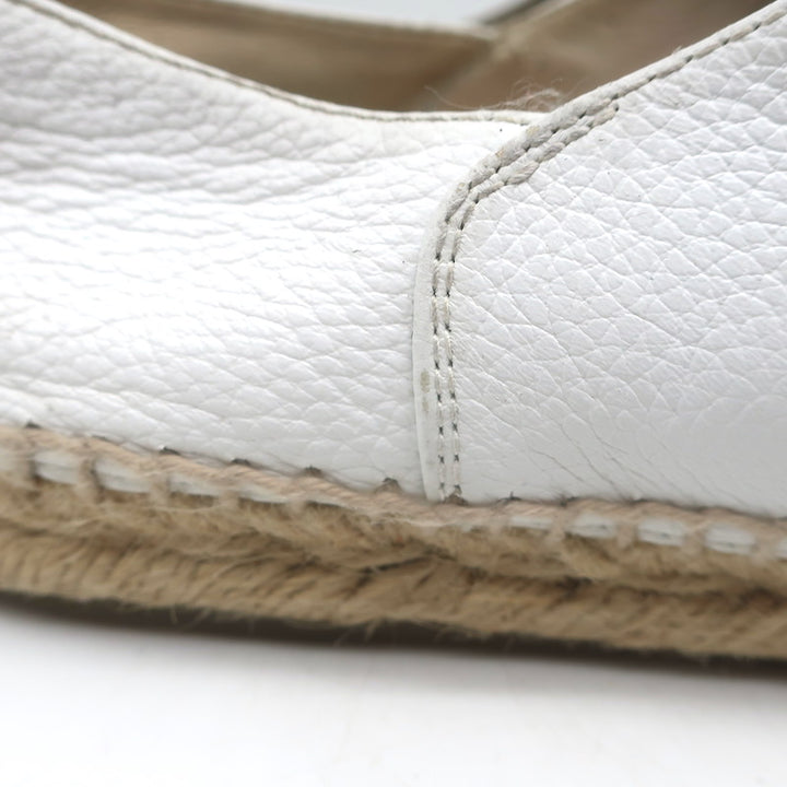 Chanel CC Cap Toe Espadrilles White &amp; Black Grained Leather Size 41