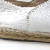 Chanel CC Cap Toe Espadrilles White & Black Grained Leather Size 41