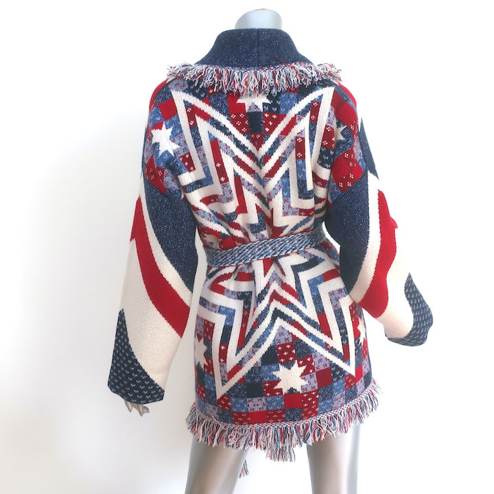 Alanui Cashmere Union Jack Cardigan Size Medium Belted Sweater